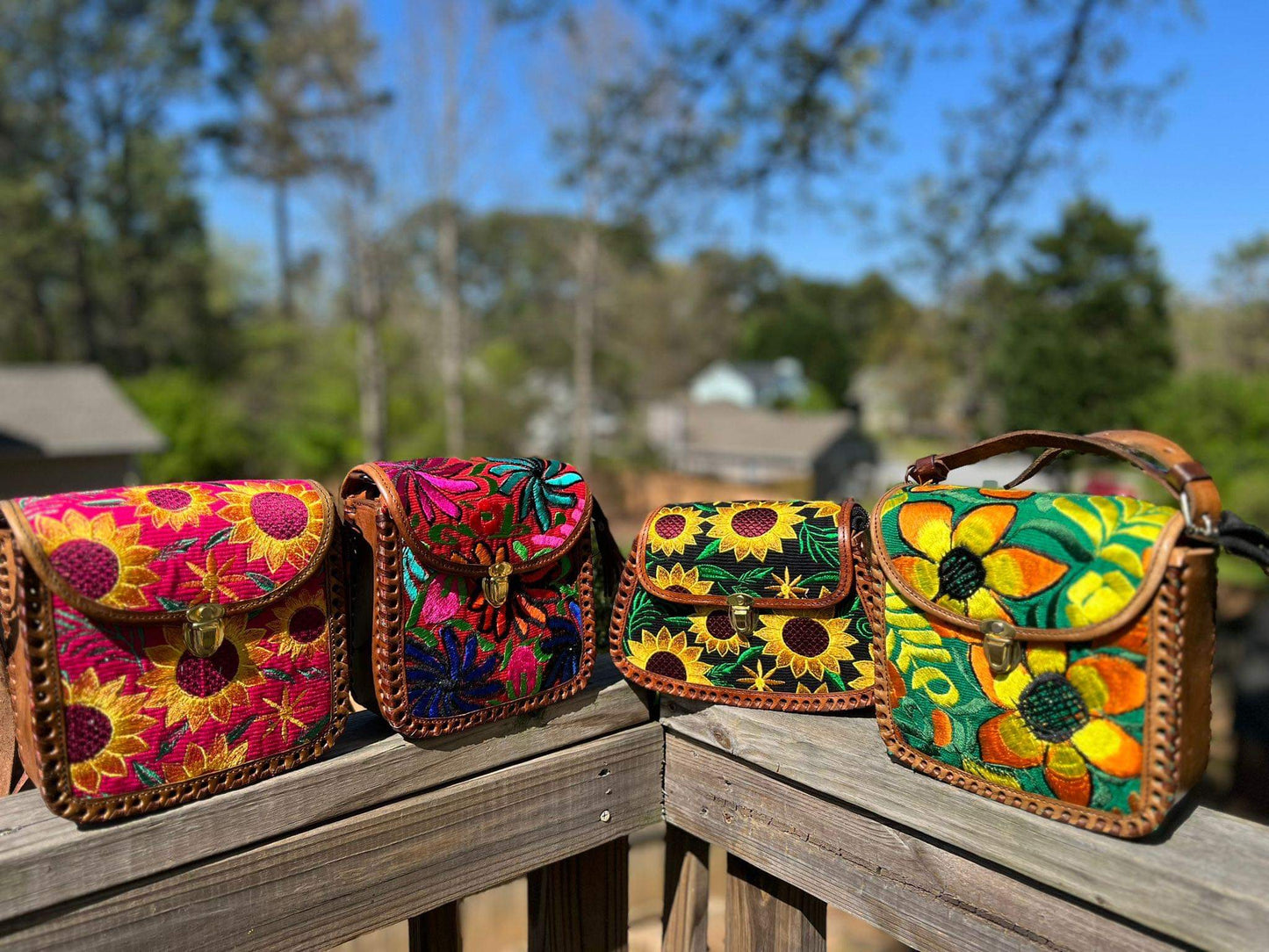 Embroidered cross body bags