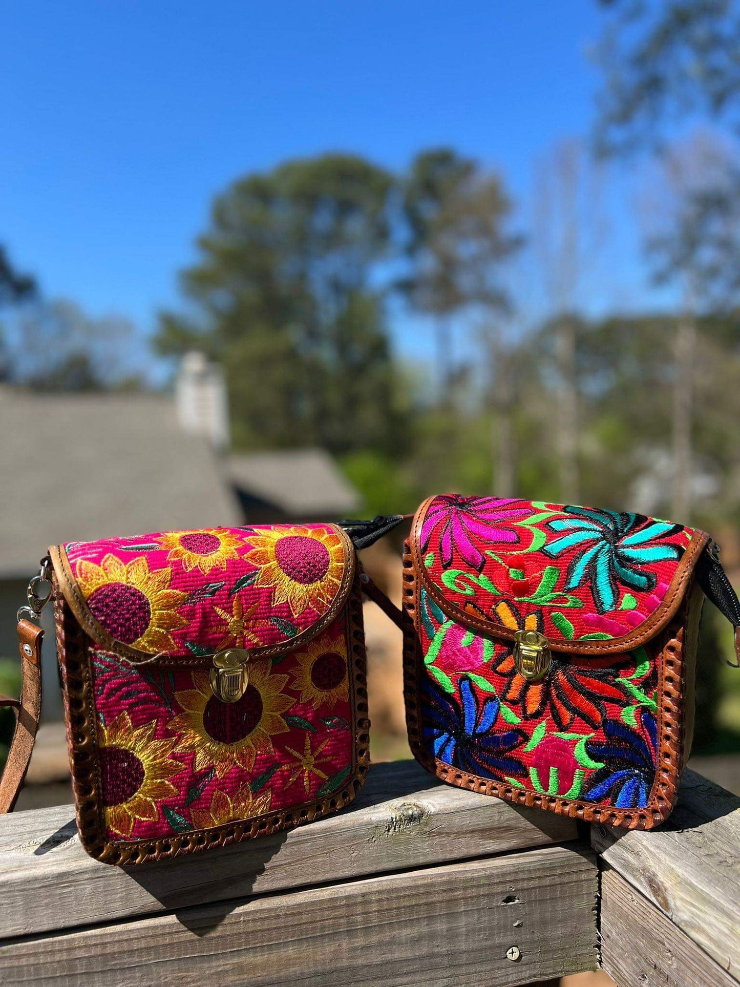 Embroidered cross body bags