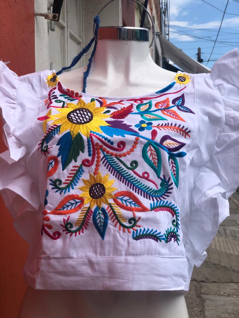 Mexican Embroidery crop Tops one size fits all